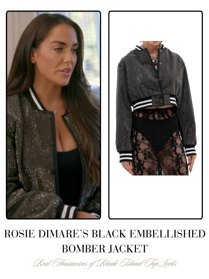  Rosie DiMare's Black Embellished Bomber Jacket 

 