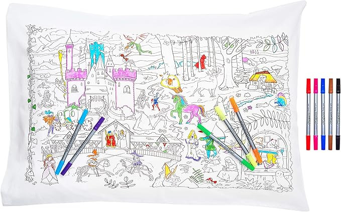 eatsleepdoodle Fairytales & Legends Educational Pure Cotton Soft Pillowcase - Color Your Own Pill... | Amazon (US)