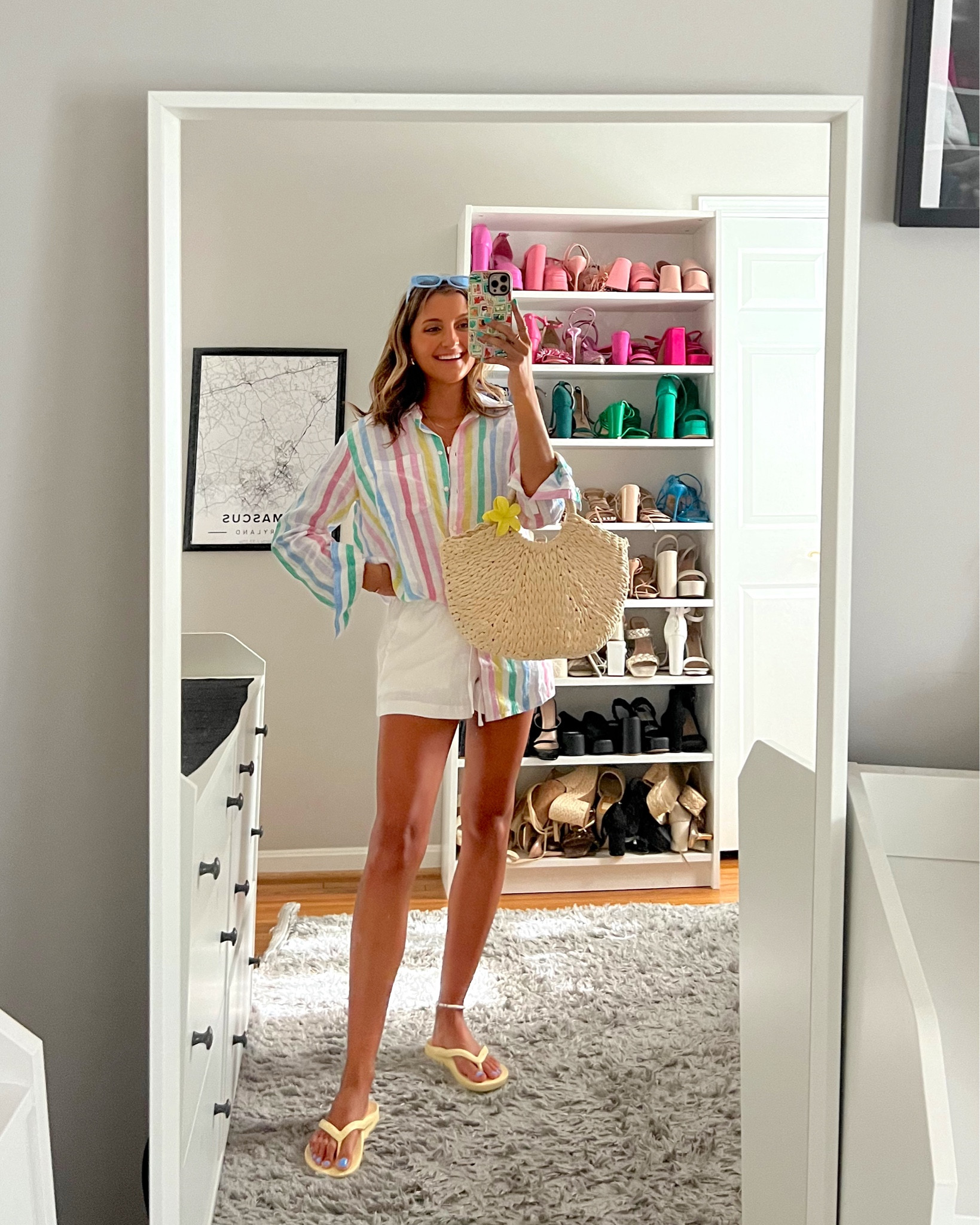 Summer outfit idea featuring new gap pieces. Wearing an XXS in the linen button up and shorts. Everything on sale right now 💕