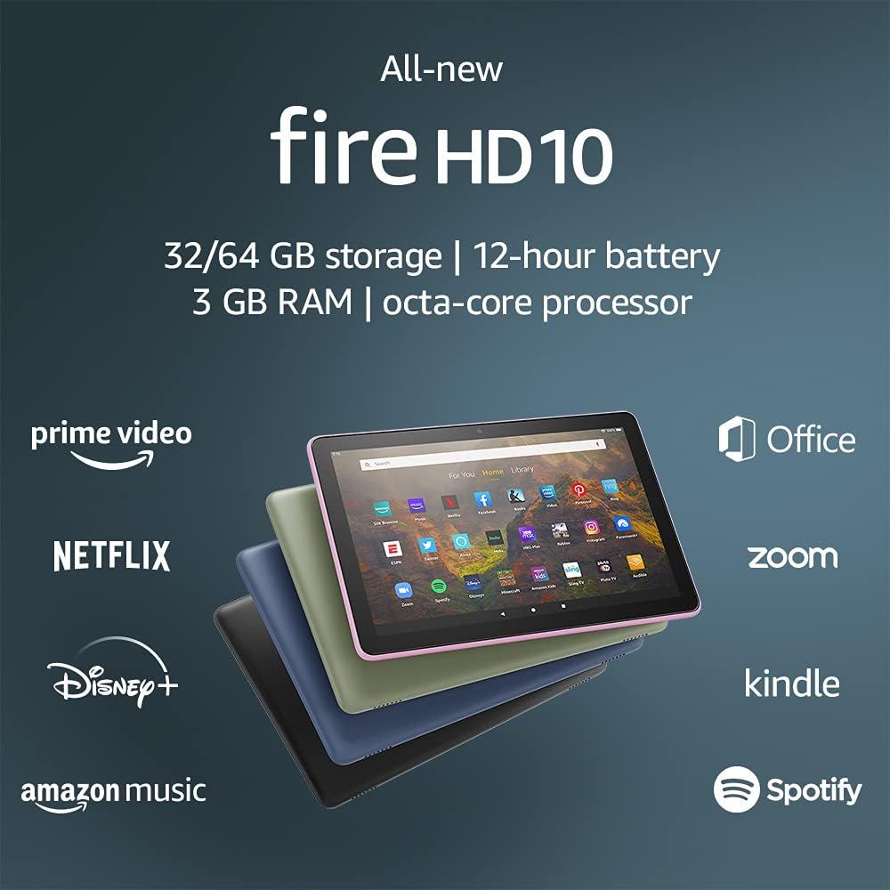 All-new Fire HD 10 tablet, 10.1", 1080p Full HD, 32 GB, latest model (2021 release), Black | Amazon (US)