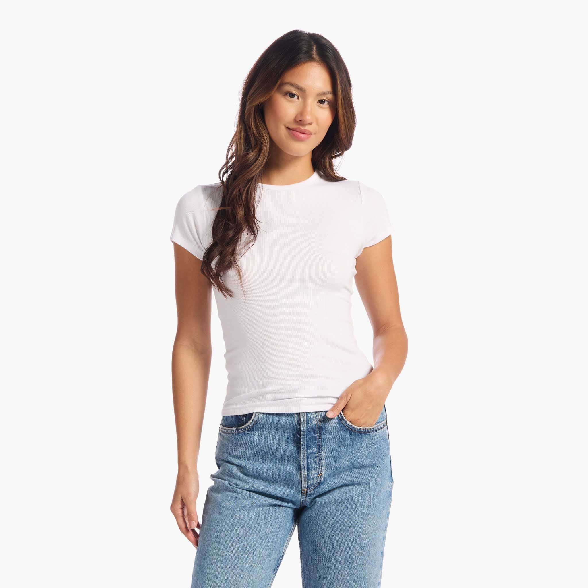 Slinky Rib Tee | White | Nuuds US