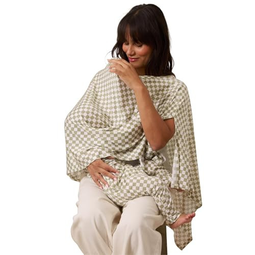 Solly Baby Nursing Cover, Ultra-Breathable, Lightweight Breastfeeding Cover-Up, Buttery-Soft Fabric, Universal Fit, Postpartum Essentials, Newborn Must Haves, Sage Chequer | Amazon (US)