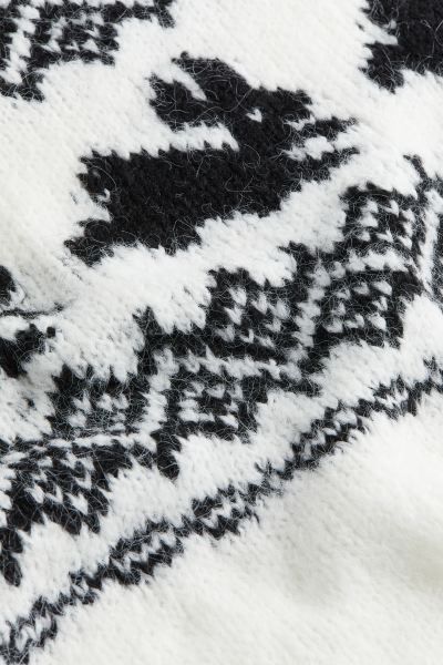 Oversized Jacquard-knit Sweater - White/rabbits - Ladies | H&M US | H&M (US + CA)