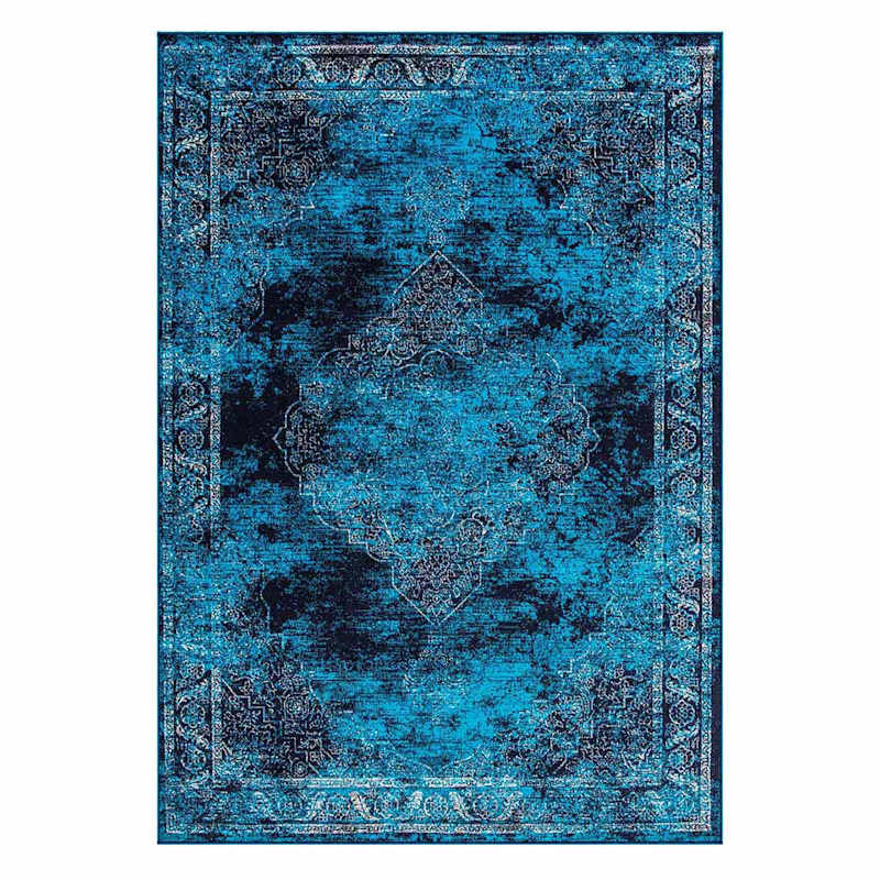 (D416) Antika Navy Vintage Medallion Area Rug, 7x10 | At Home