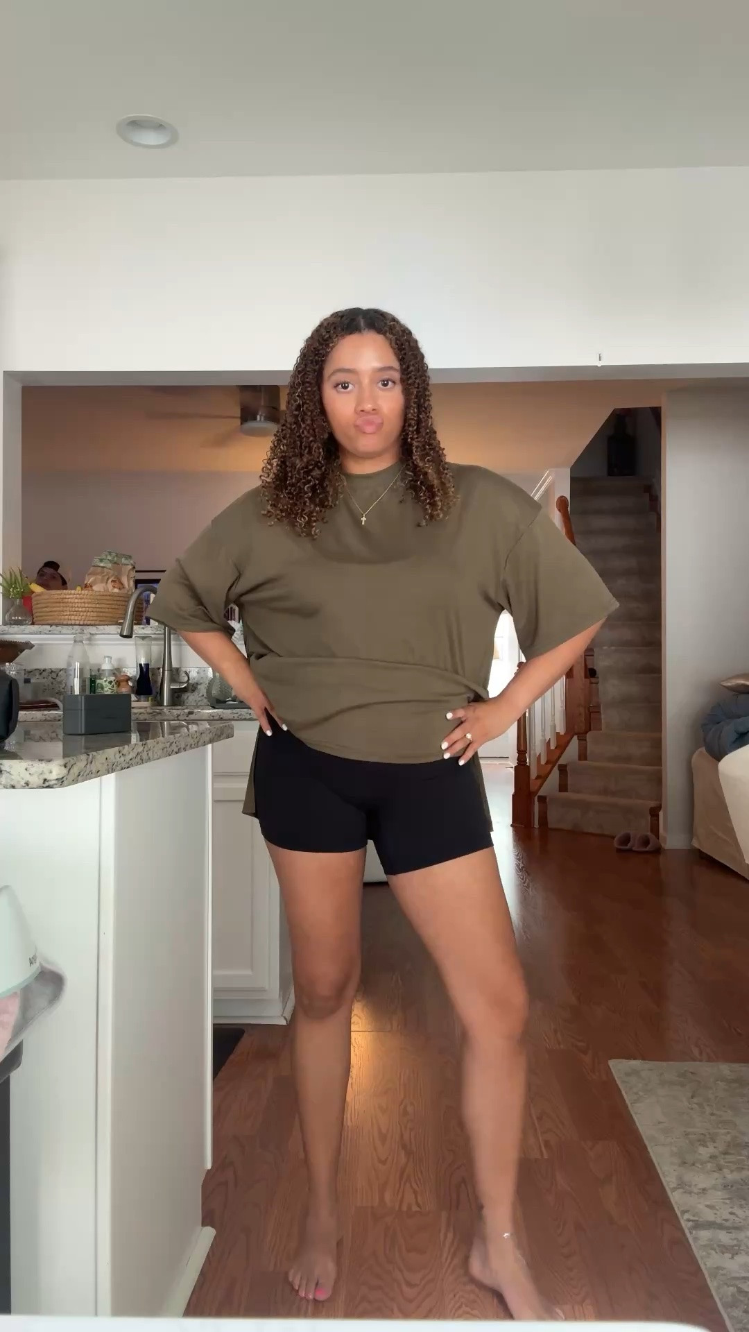 Love this top with biker shorts and w the pants it came with! Easy cute fit postpartum! Wearing a M in the top and a size 6 in the lulu biker shorts

#LTKootd #LTKmomlife