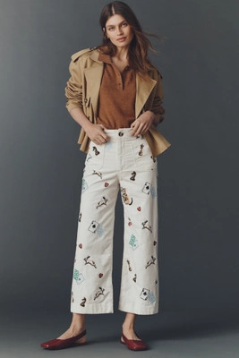 The Colette Crop Printed Corduroy Wide-Leg Pants | Anthropologie (US)