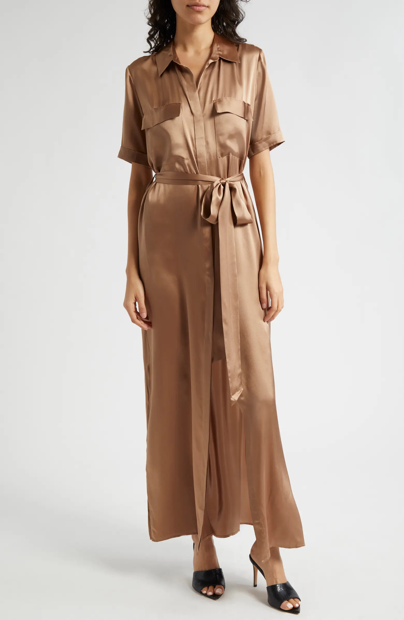 L'AGENCE Klement Utility Silk Maxi Dress | Nordstrom | Nordstrom