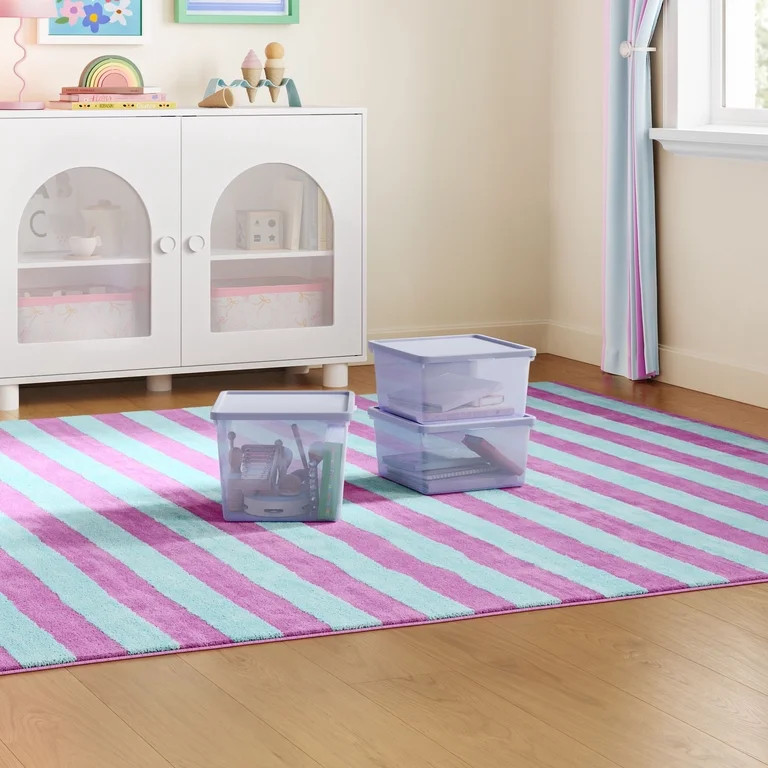 Mainstays Kids Purple Medium Plastic Storage Bin with Lid | Walmart (US)