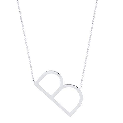 MAX + STONE Block 10k White Gold Letter Necklace for Women | Personalized Gold Initial Necklace for Women | Real Gold Pendant Necklace with Initial Letter B on an 16-18 inch Cable Chain | Amazon (US)