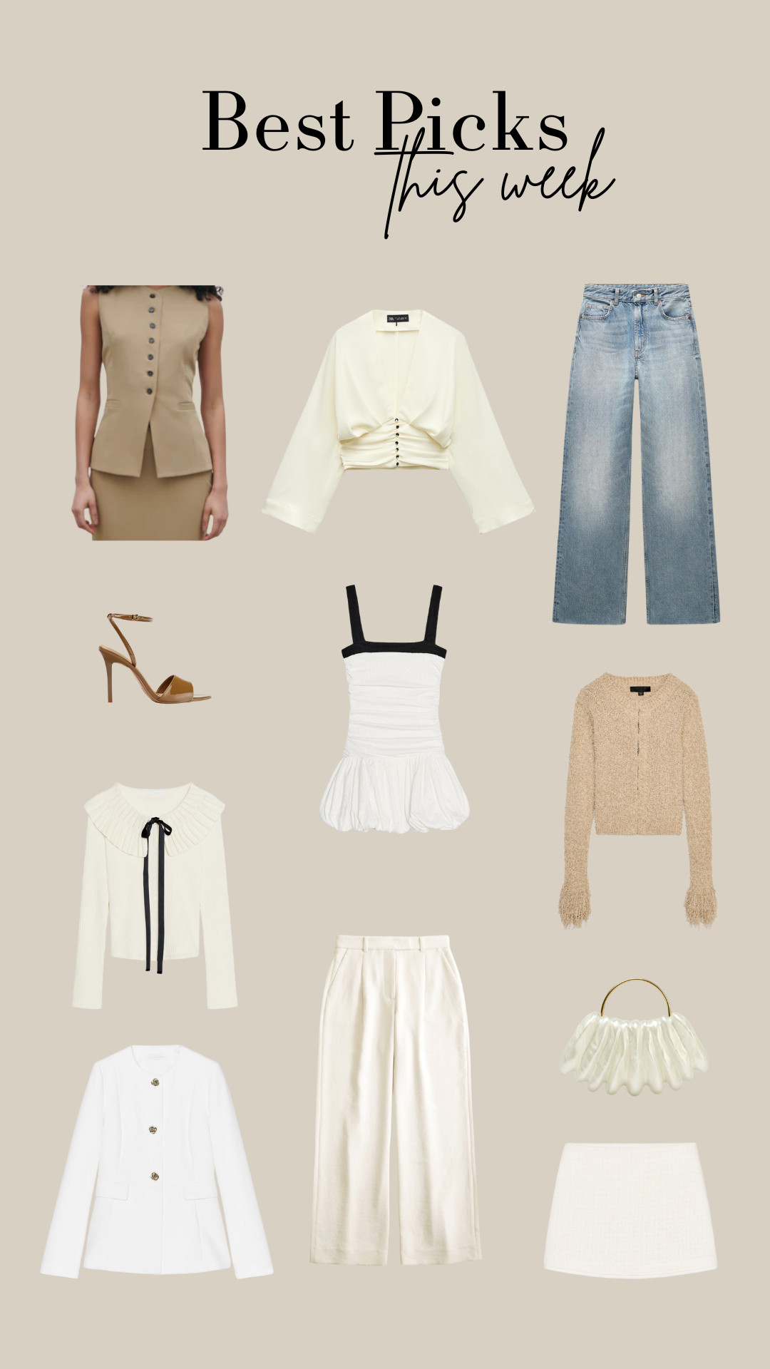 Best Picks of the Week! 

Spring Style, New Season, Spring Outfit Inspiration, Jeans, Spring Jacket, Zara, LTK2025, Tailored Trousers, Knitwear, Heels, Waistcoat, Pearl Bag  

 #LTKuk #LTKspring #LTKsummer