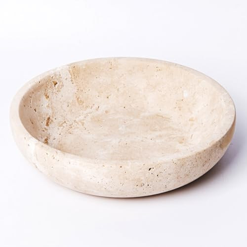 YeasHome Beige Travertine Decorative Bowl, 7.8" Diameter x 2" Height, Handmade, Perfect for Entryway Key Bowl, Fruit, Kitchen Counter, Dining Table Centerpiece, Office Decor & Coffee Table | Amazon (US)