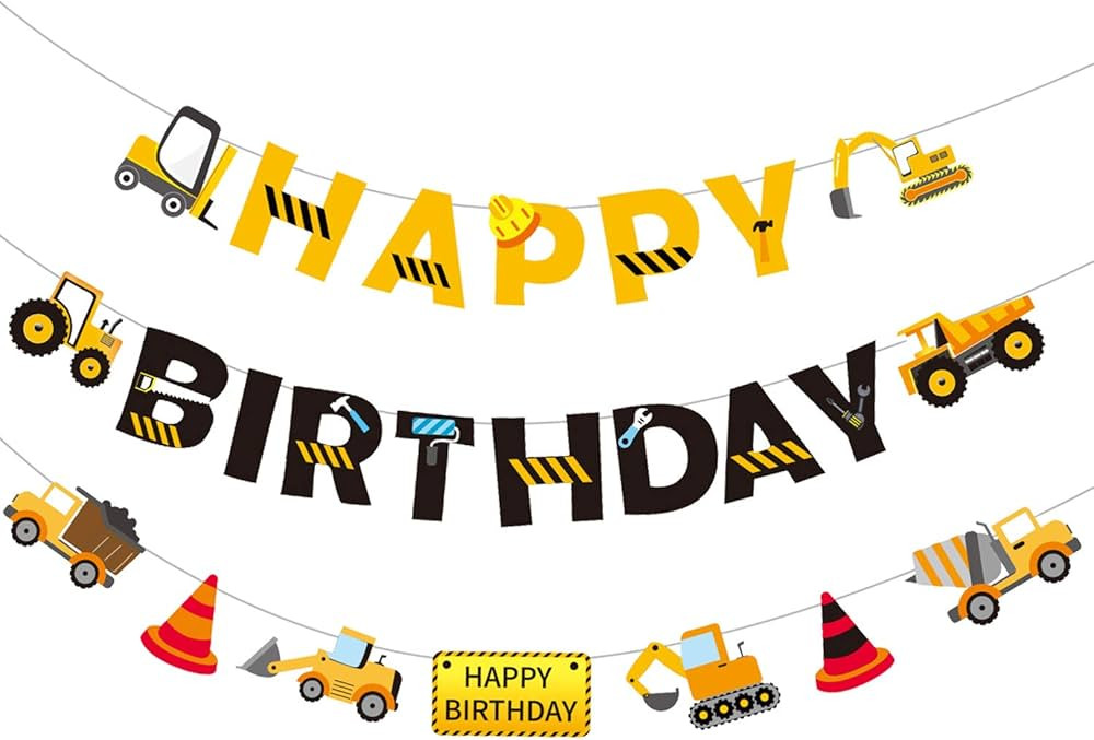 3 Packs Construction Birthday Banner Party Decorations-Construction Themed Party Supplies Dump Ca... | Amazon (US)