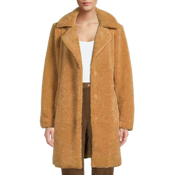 Mark Alan Women’s Single-Breasted Faux Sherpa Coat - Walmart.com | Walmart (US)