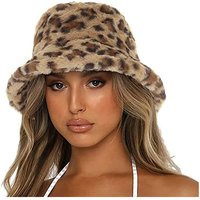 Winter Faux Bucket Hat Leopard Print Wool Plush Bucket Hat Thick Plush Bucket Hat Camping Hiking for | ManoMano UK