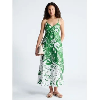 Free Assembly Women's Tie Back Cotton Maxi Dress, Sizes XS-XXL | Walmart (US)