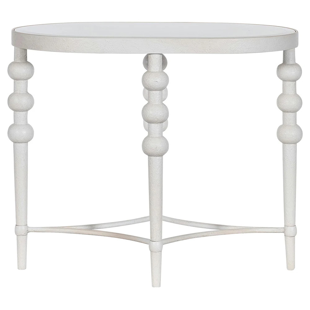 Marivelle Updated Traditional White Metal Oval Side Table | Kathy Kuo Home