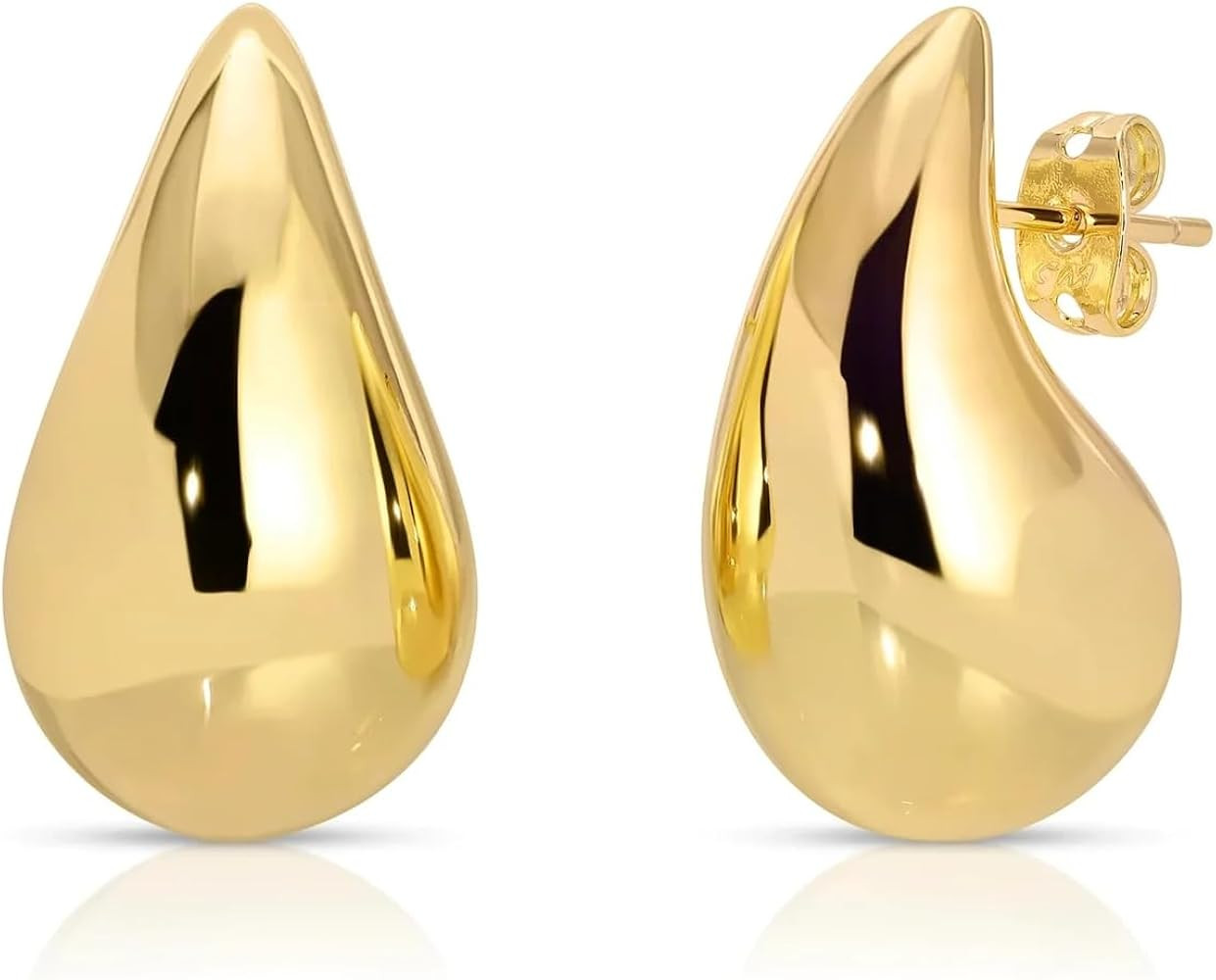 Small Teardrop Gold Chunky Earrings for Women,Thick Gold Plated Hoop Hypoallergenic Water Drop Ea... | Amazon (US)