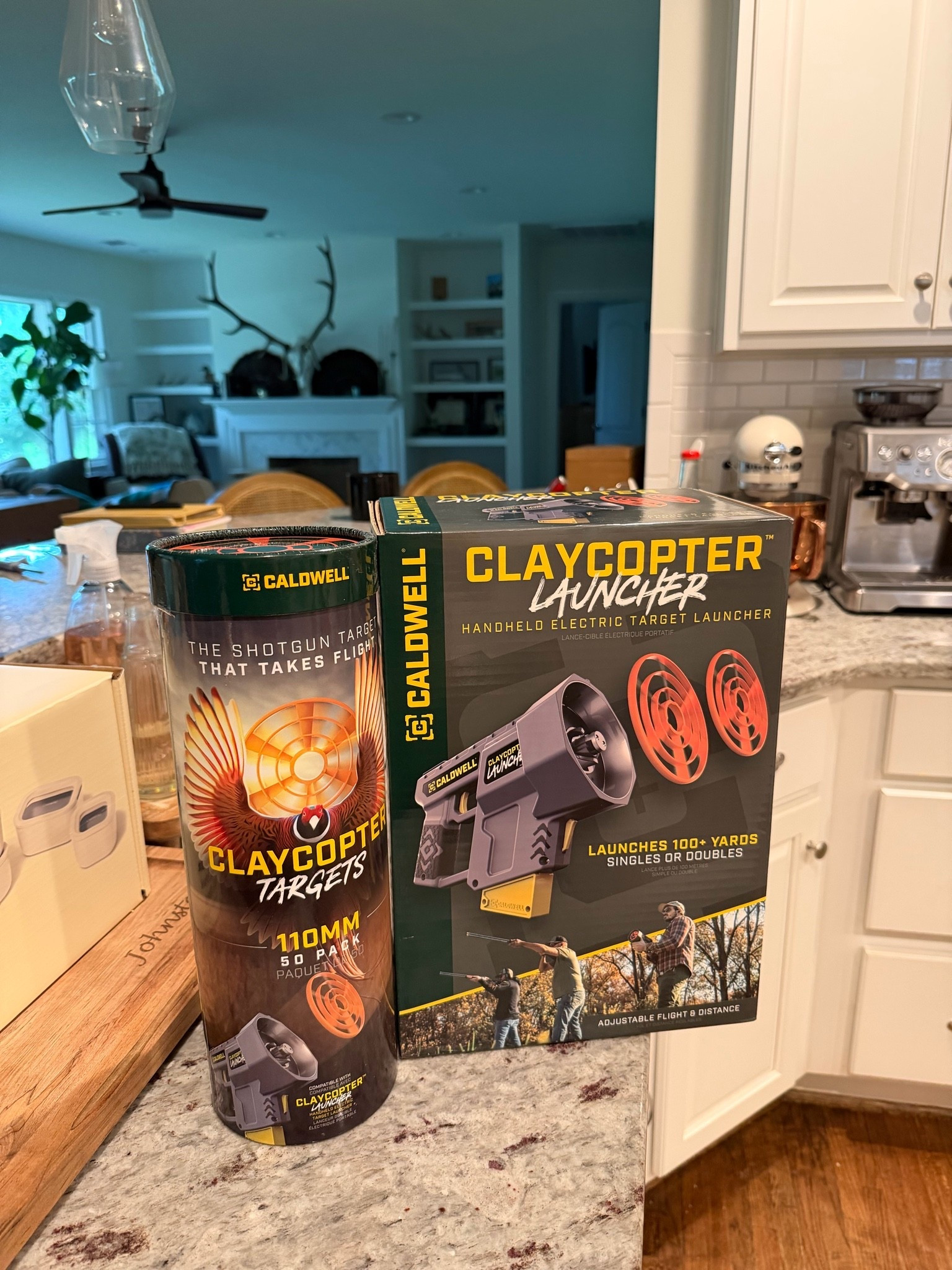 This thing is SO FUN!!! They have 3 price points: one has a pull cord (doesn’t go as far), and electric handheld one, and a bigger “surface to air” launcher. I have the handheld electric and it’s got some real power.

The clays are also biodegradable, and they have glow in the dark ones as well!

#LTKdayinmylife #LTKActive #LTKMens