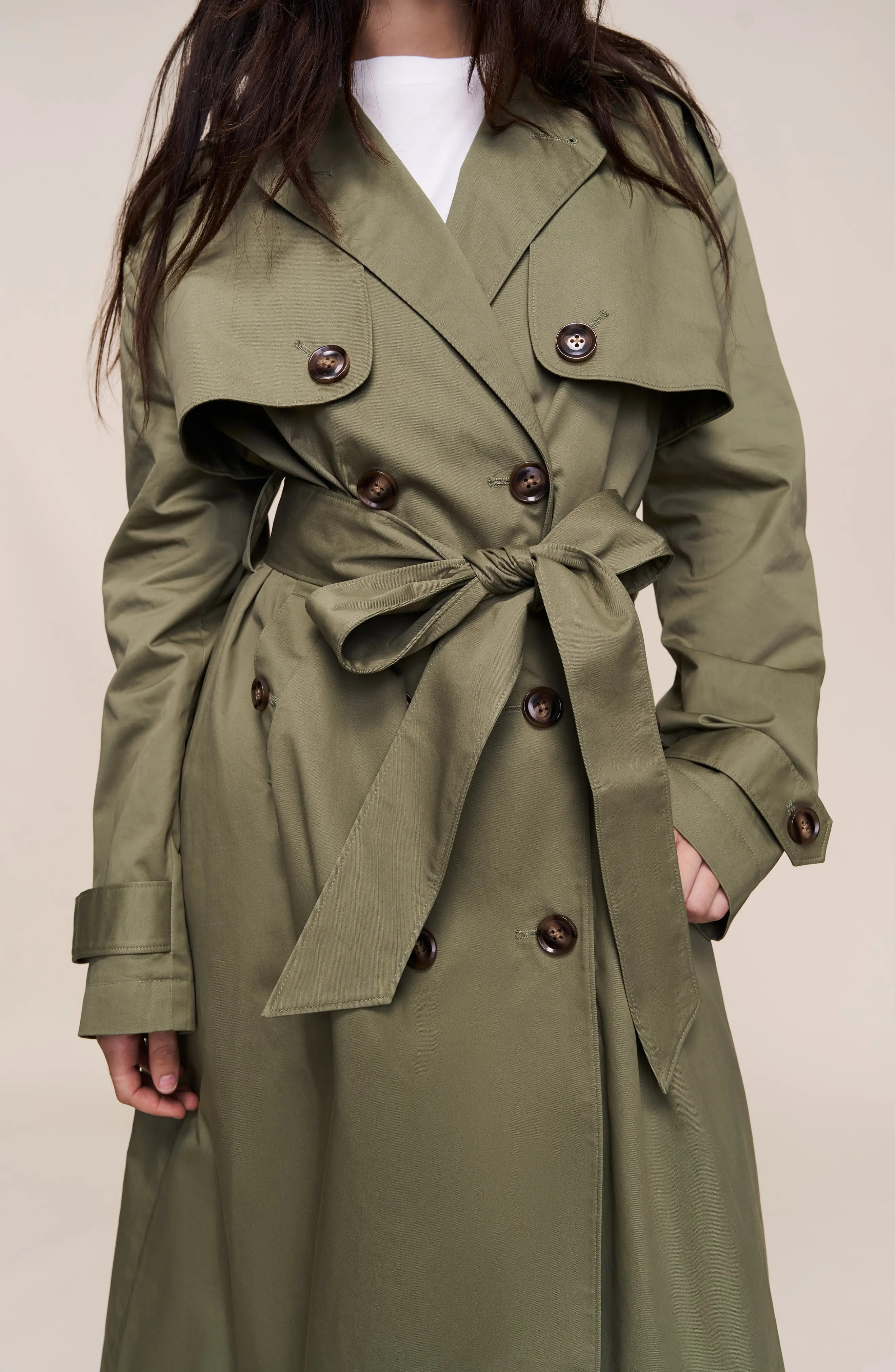 Guizio Classic Trench Coat in Olive at Nordstrom, Size Large | Nordstrom