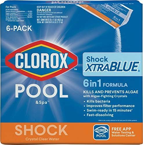 Clorox Pool&Spa 33506CLX Pool Shock XtraBlue (6 1-lb Bags), 6 Pack, White | Amazon (US)