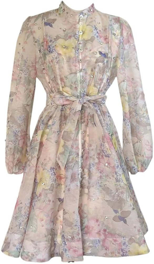 Solid Single Breasted A Line Dresses Knee Length Dress | Amazon (US)