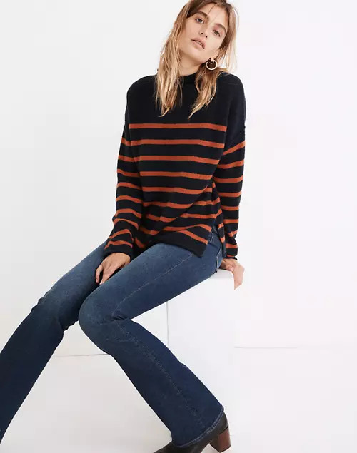 Striped Whitworth Mockneck Sweater in Coziest Yarn | Madewell