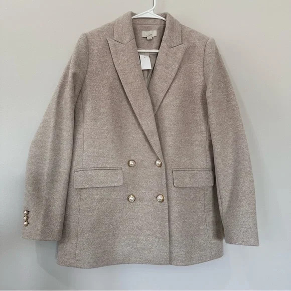 Loft Double Breasted Blazer Coat with Pearl Buttons Neutral Size 4 NWT | Poshmark