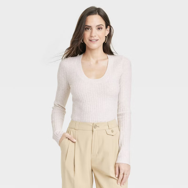 Women's Fine Gauge Scoop Neck Sweater - A New Day™ | Target