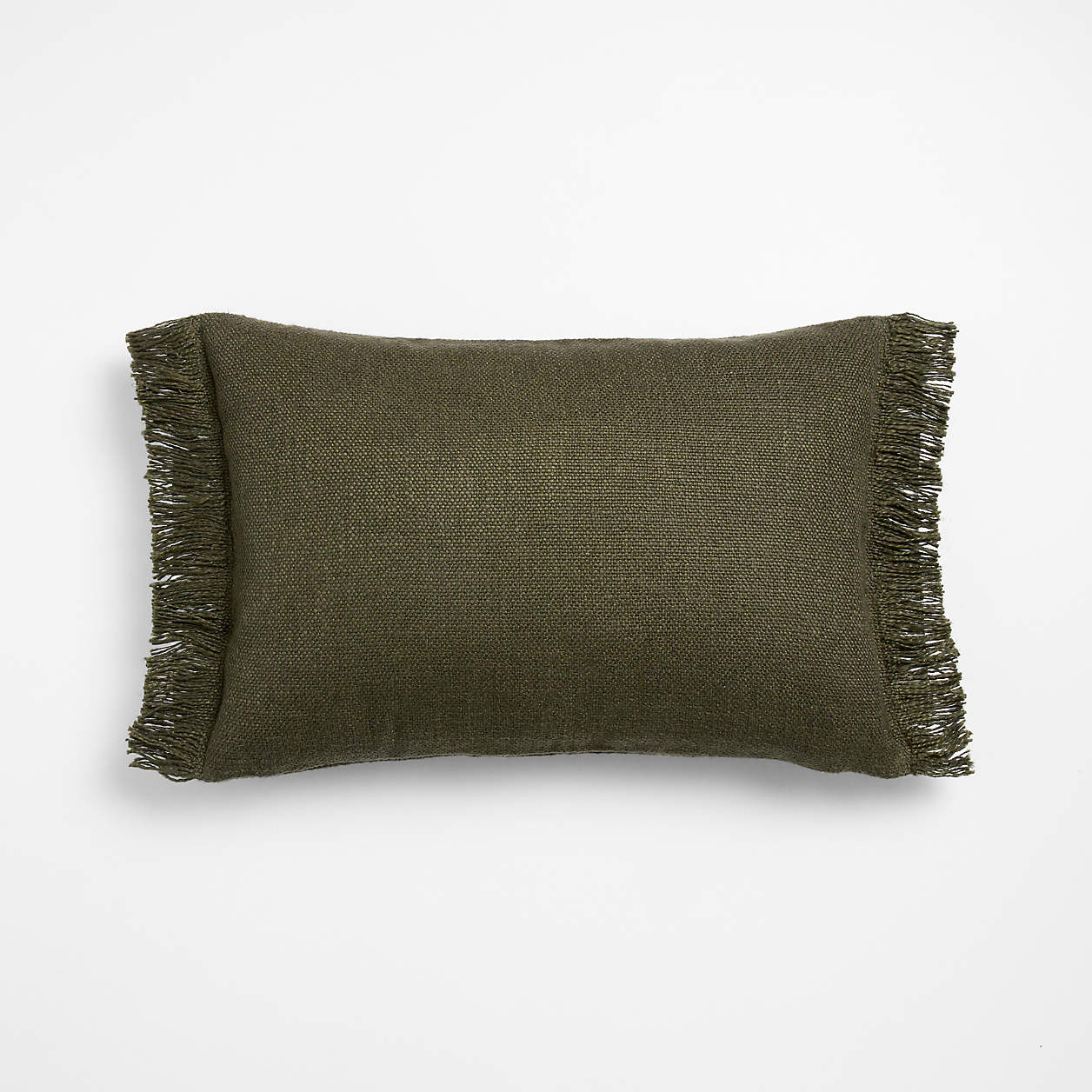 Casual Textured Fringe 24"x16" Burnt Green Throw Pillow Cover + Reviews | Crate & Barrel | Crate & Barrel
