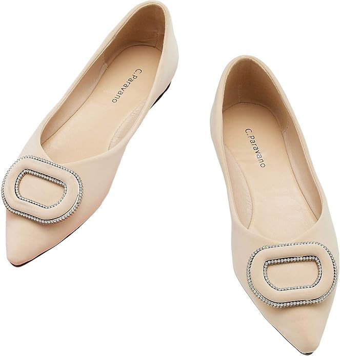 C.Paravano Women's Flats Pointed Toe Flats for Women Designer Ballet Flats Leather Flats Shoes fo... | Amazon (US)