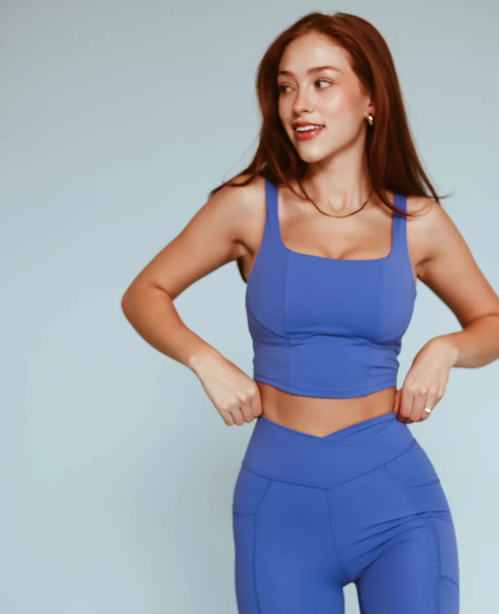 Corset Crop Bra - Dazzling Blue | Cara Loren Active