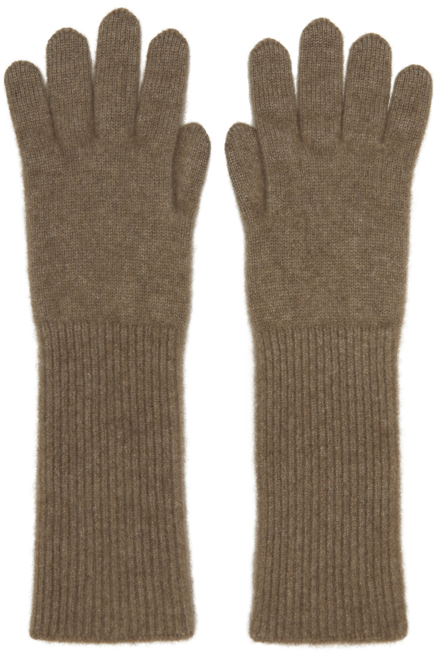 Brown Knit Baby Cashmere Long Gloves | SSENSE
