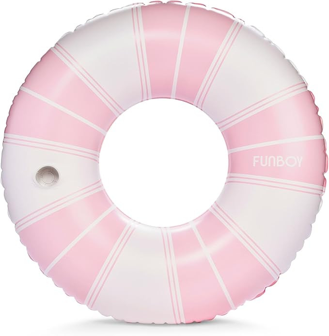 FUNBOY Giant Vintage Pink Stripe Inflatable Pool Float with Cup Holder 48" Pool Float for Adults ... | Amazon (US)