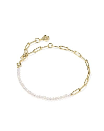 Kendra Scott Markie Half Chain Bracelet in Freshwater Cultured Pearl, 14k Gold-Plated Brass, Fashion Jewelry for Women | Amazon (US)