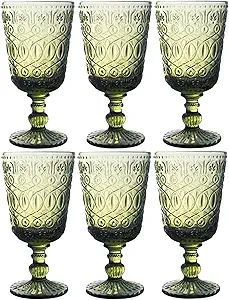 Taganov Wine Glasses set of 6 Dishwasher Safe 10 Ounces Green Goblet for Holidays Party Wedding V... | Amazon (US)