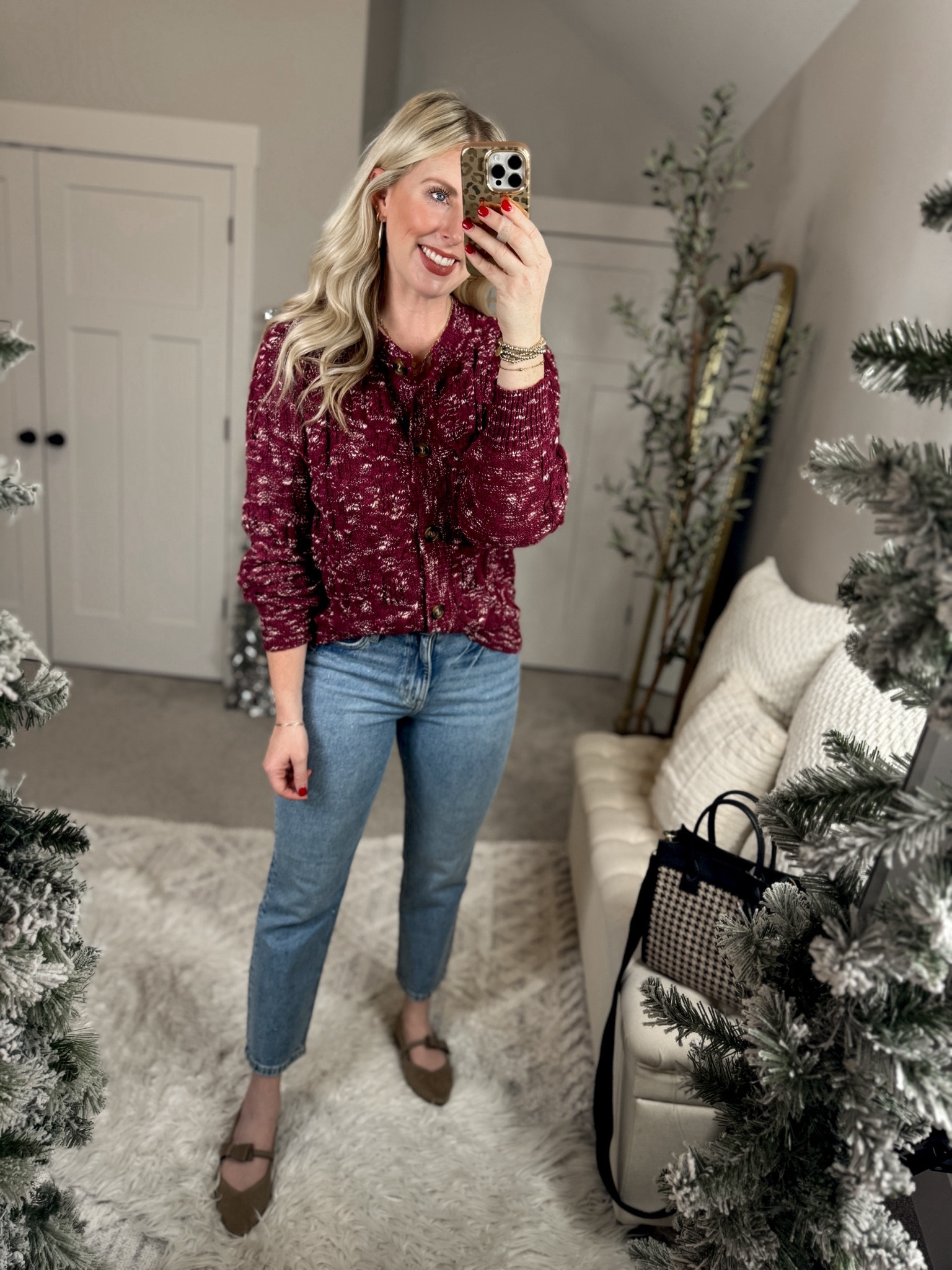 Weekend Walmart wins try on 
Cardigan- medium 
Sparkle jeans- if between, go up! 

#LTKsalealert #LTKfindsunder50 #LTKSeasonal
