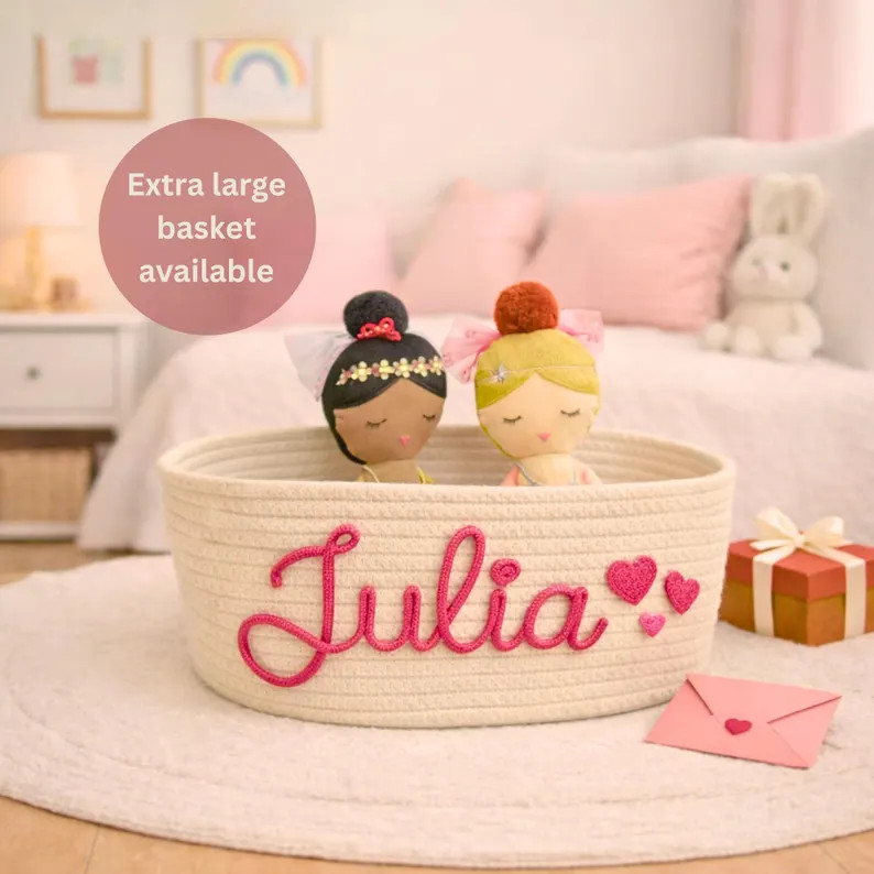 Valentine's Day personalized basket, Kids Valentines Gift Basket, Toy Basket Storage Basket Baby ... | Etsy (US)