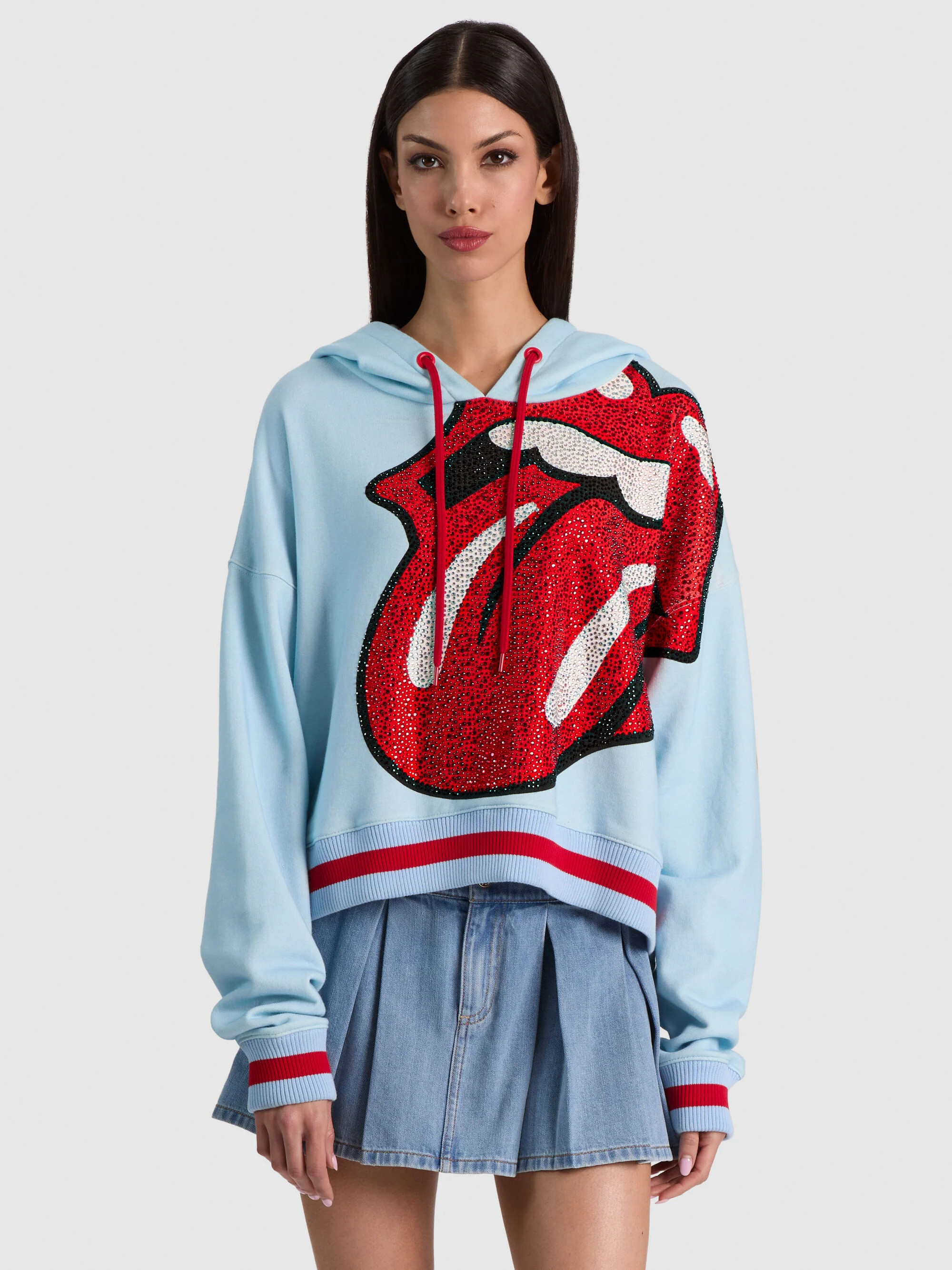 SUNNY EMBELLISHED CROPPED HOODIE | Alice + Olivia