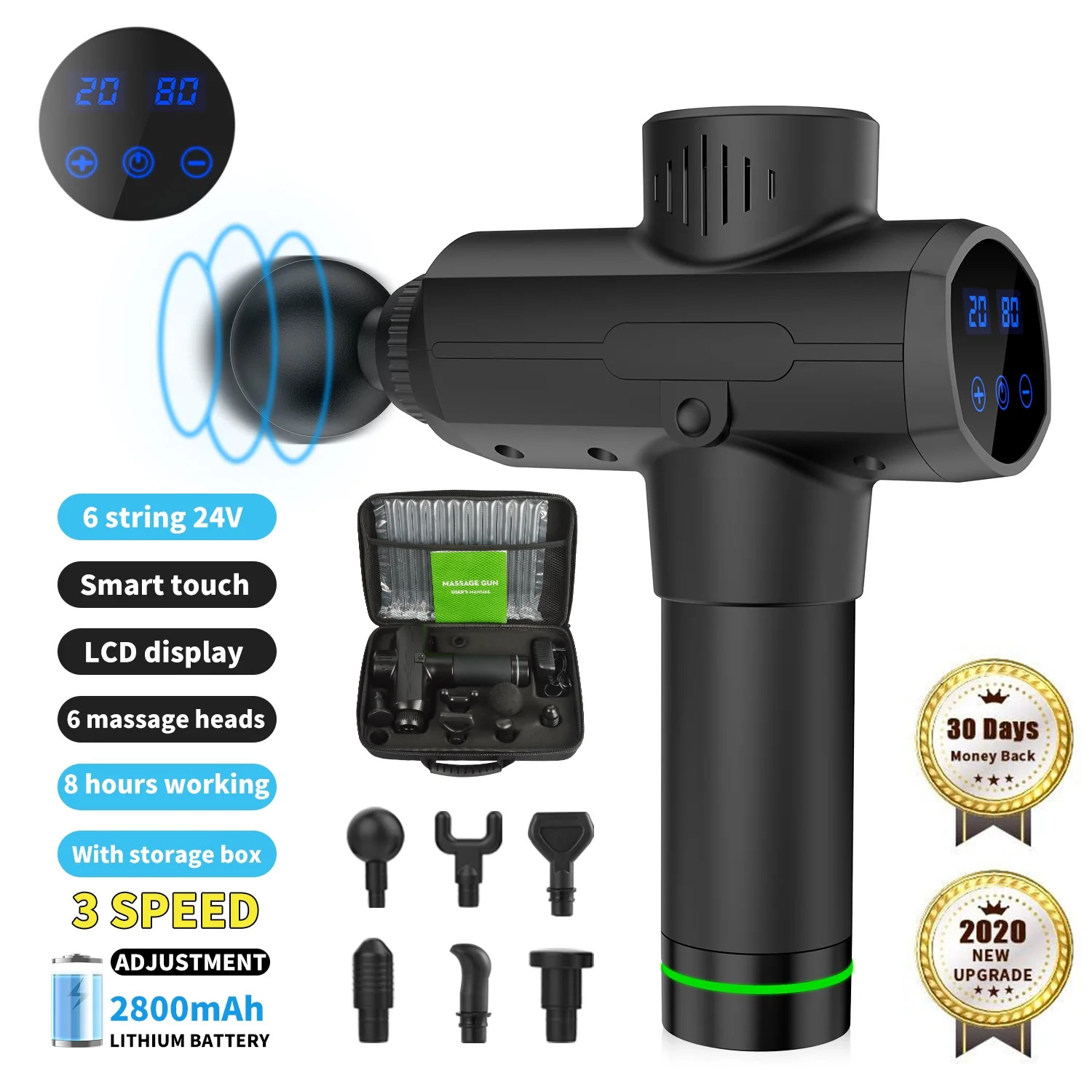 Massage Gun Professional Deep Tissue Massager Handheld Percussion Massage for Full Body Muscle Re... | Walmart (US)