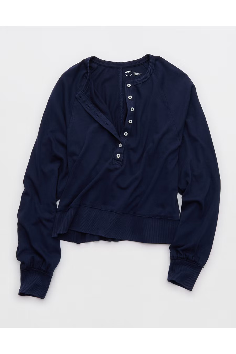 Aerie Happy Snit Henley T-Shirt Women's Navy XL | American Eagle Outfitters (US & CA)