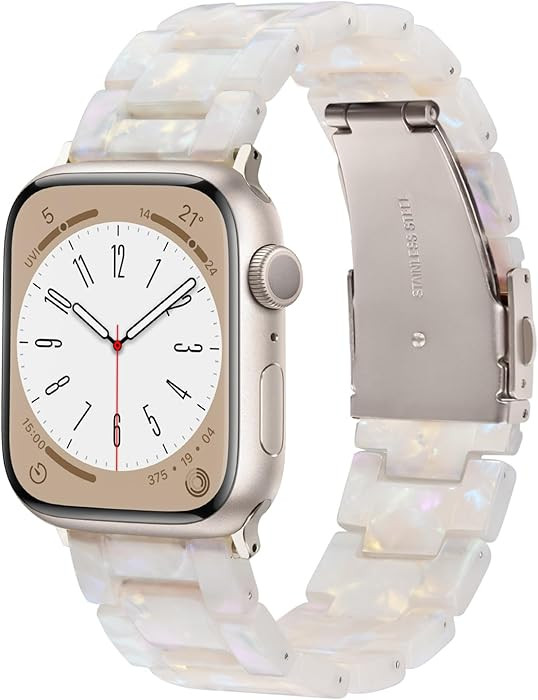 V-MORO Resin Bands Compatible with Apple Watch Series 8/7/9/10/11 Starlight Buckle Fashion Lightw... | Amazon (US)