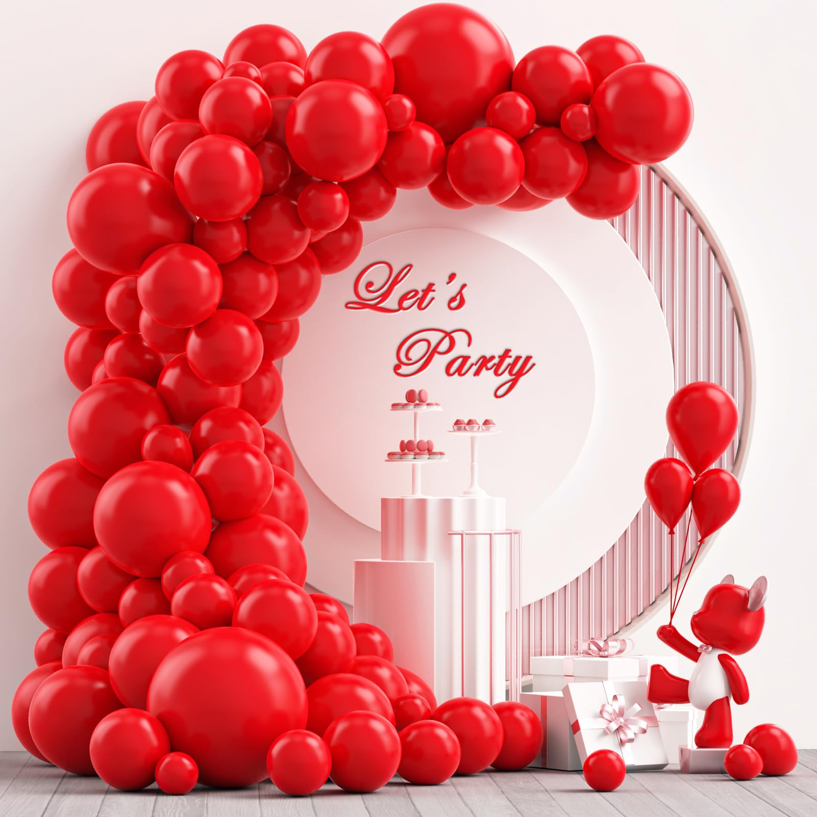 NISOCY Red Latex Balloon Arch Kit, 102PCS 18In 12In 10In 5In Arch Garland for Anniversary, Wedding, Birthday, Celebrations, Red Theme Mother's day Valentines Event Party Decoration with 33ft Ribbon | Amazon (US)