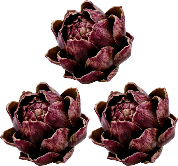 3Pcs Faux Artichokes, Bowl Filler Decor for Home Kitchen, Purple | Lifelike fake vegetable & frui... | Amazon (US)
