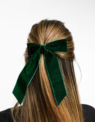 Exclusivité ASOS - Easilocks - Nœud pour cheveux en velours oversize - Émeraude | ASOS (Global)