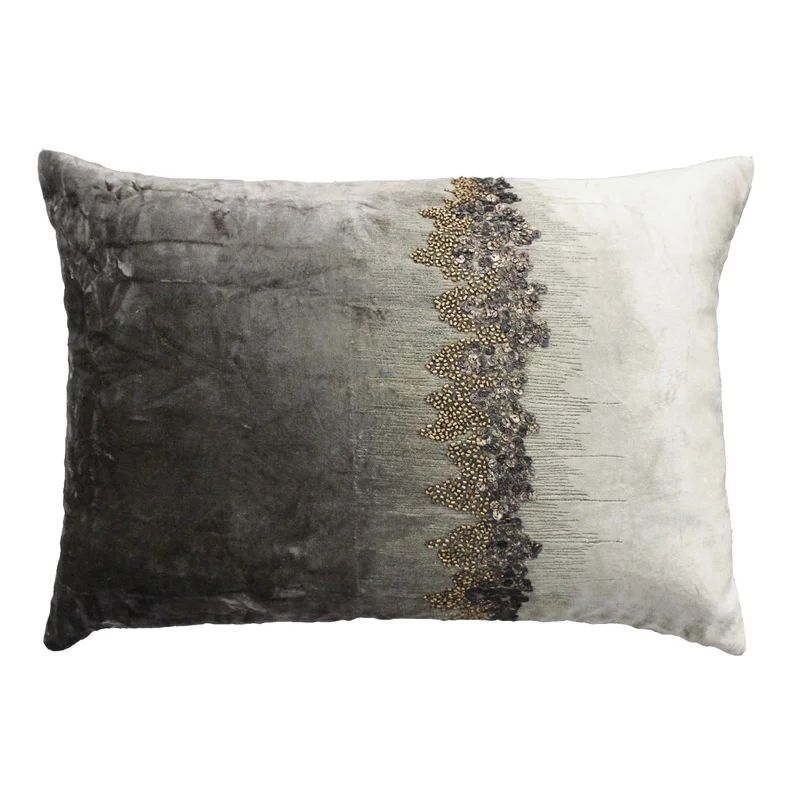 Velvet Lumbar Pillow with Beadwork | Wayfair North America
