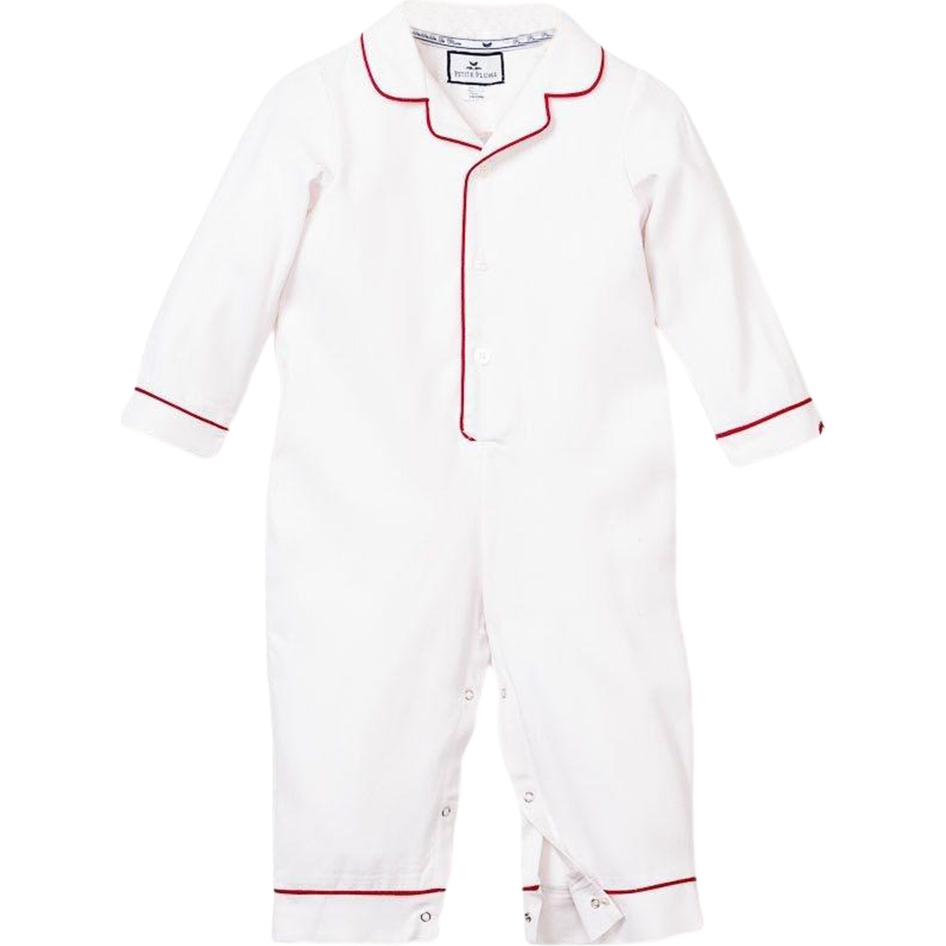 White Romper with Red Piping | Maisonette