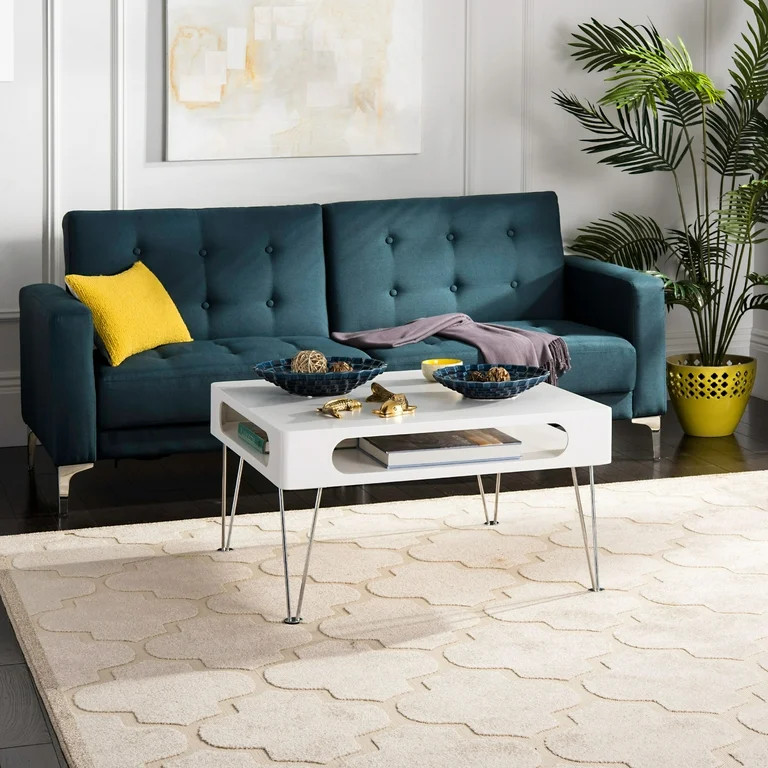 Safavieh Keaton Mid-Century Glam Lacquer Coffee Table, White - Walmart.com | Walmart (US)