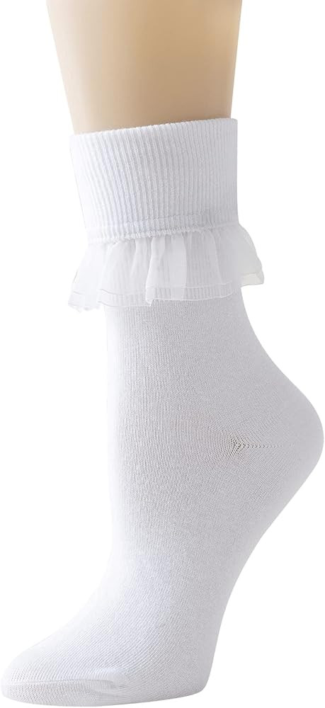 SEMOHOLLI Women Ruffle Ankle Socks, White Cute Lace Frilly Socks, Fashion Girls Princess Socks An... | Amazon (US)