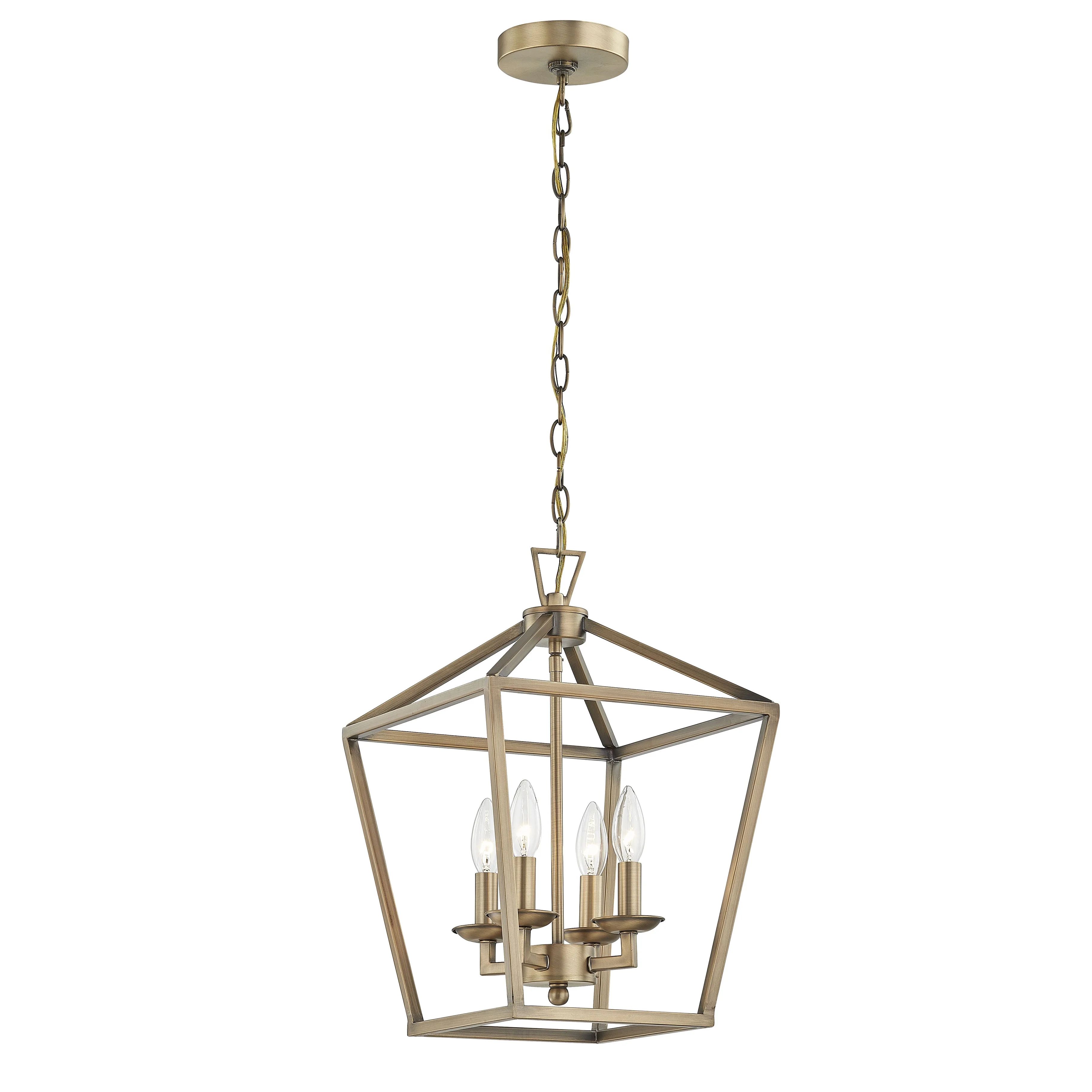 UIXE 4-Light Farmhouse Chandelier Lantern, Gold Pendant Light Fixture for Kitchen Hallway - Walma... | Walmart (US)