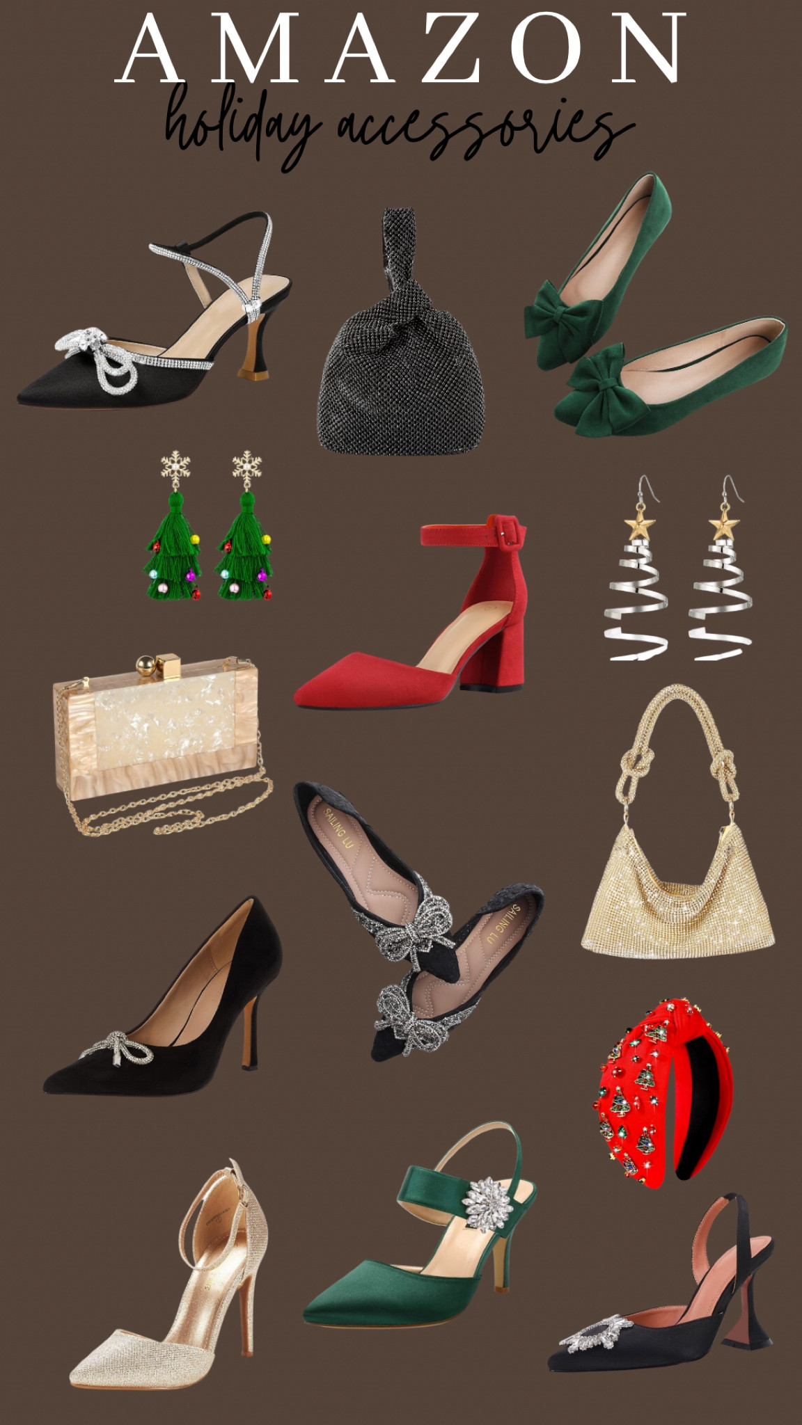 Amazon holiday accessories! 

Holiday shoes, sequins, bags, jewelry, Christmas outfits, holiday outfits

#LTKparties #LTKstyletip #LTKshoecrush